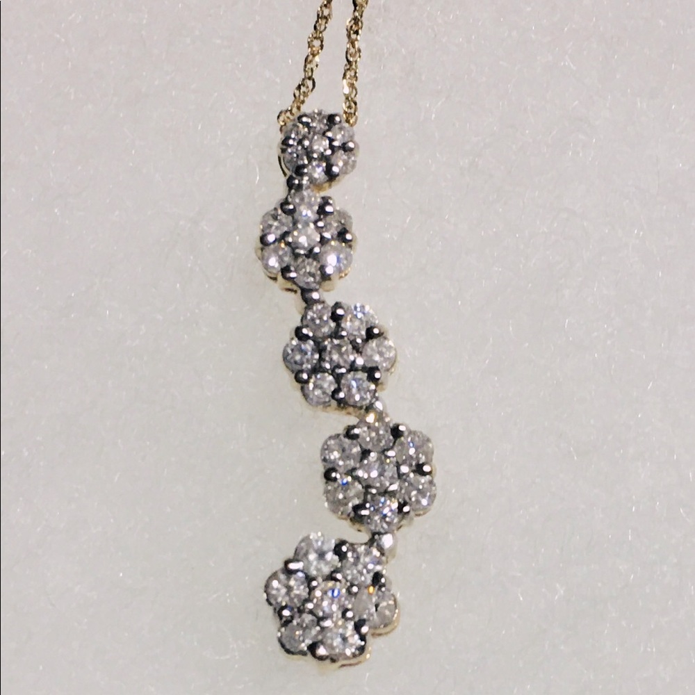 10K (Stamped) Gold Round Diamond Journey Pendant